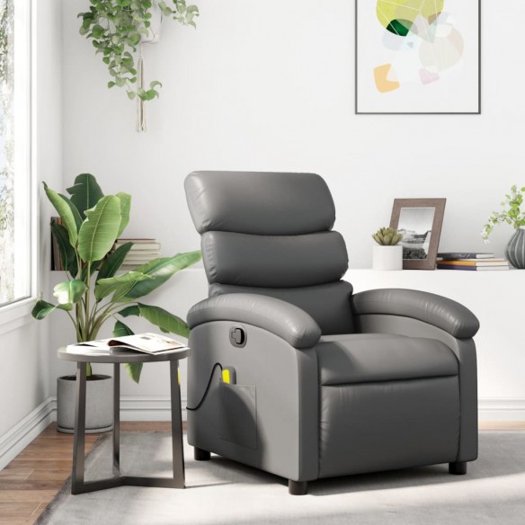 Fauteuil de massage inclinable Gris Similicuir