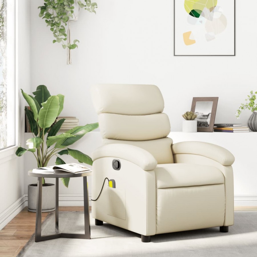 Fauteuil inclinable de massage Crème Similicuir