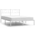 Cadre de lit métal avec tête de lit blanc 140x190 cm
