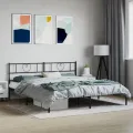 Cadre de lit métal avec tête de lit noir 193x203 cm