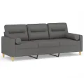Canapé 3 places avec oreillers gris foncé 180 cm tissu
