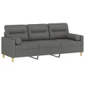 Canapé 3 places avec oreillers gris foncé 180 cm tissu