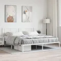 Cadre de lit métal avec tête de lit blanc 183x213 cm
