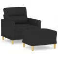 Fauteuil avec repose-pied Noir 60 cm Tissu