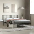 Cadre de lit métal avec tête de lit noir 120x200 cm