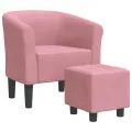Fauteuil cabriolet avec repose-pied rose velours
