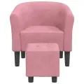 Fauteuil cabriolet avec repose-pied rose velours