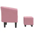 Fauteuil cabriolet avec repose-pied rose velours