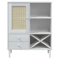 Buffet SENJA aspect rotin blanc 90x40x112cm bois massif de pin