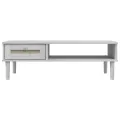 Table basse SENJA aspect rotin blanc 100x55x33 cm bois massif