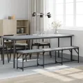 Banc à manger gris clair 186x32x45 cm acier et tissu