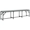 Banc à manger gris clair 186x32x45 cm acier et tissu