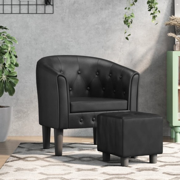 Fauteuil cabriolet avec repose-pied noir similicuir