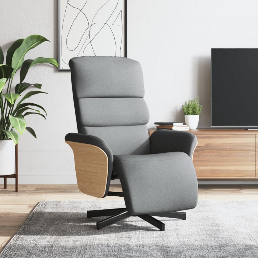 Fauteuil inclinable avec repose-pieds gris clair tissu