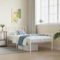 Cadre de lit métal avec tête de lit/pied de lit blanc 90x190 cm