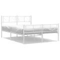Cadre de lit métal avec tête de lit/pied de lit blanc 140x190cm