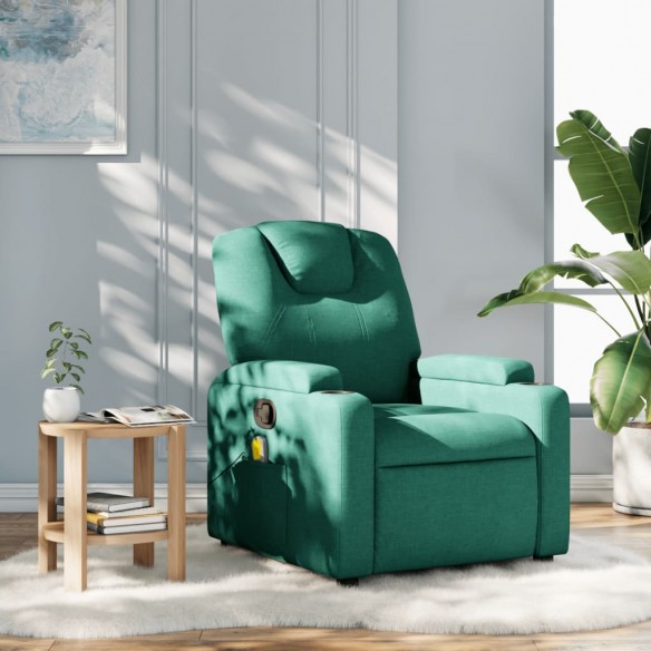 Fauteuil de massage inclinable Vert foncé Tissu