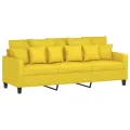 Canapé à 3 places Jaune clair 180 cm Tissu
