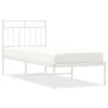 Cadre de lit métal avec tête de lit blanc 75x190 cm