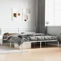 Cadre de lit métal avec tête de lit blanc 200x200 cm