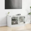 Meuble TV avec portes en verre blanc 68x37x42 cm