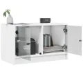 Meuble TV avec portes en verre blanc 68x37x42 cm
