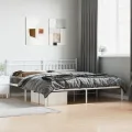 Cadre de lit métal avec tête de lit blanc 183x213 cm