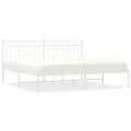 Cadre de lit métal avec tête de lit blanc 183x213 cm