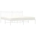 Cadre de lit métal avec tête de lit blanc 183x213 cm