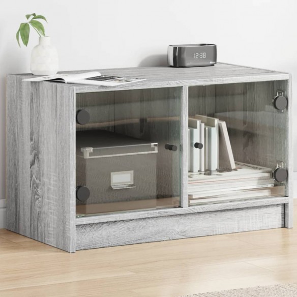 Meuble TV avec portes en verre sonoma gris 68x37x42 cm