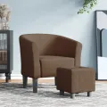 Fauteuil cabriolet avec repose-pied marron tissu