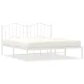 Cadre de lit métal avec tête de lit blanc 183x213 cm