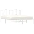 Cadre de lit métal avec tête de lit blanc 183x213 cm