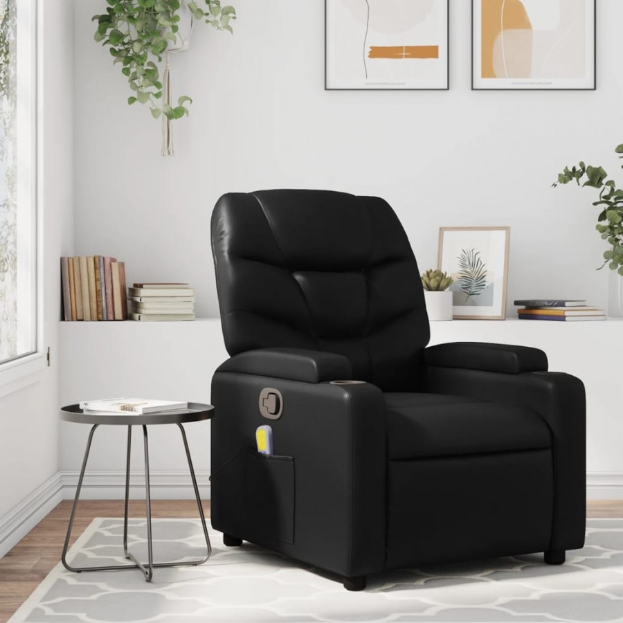 Fauteuil de massage inclinable Noir Similicuir