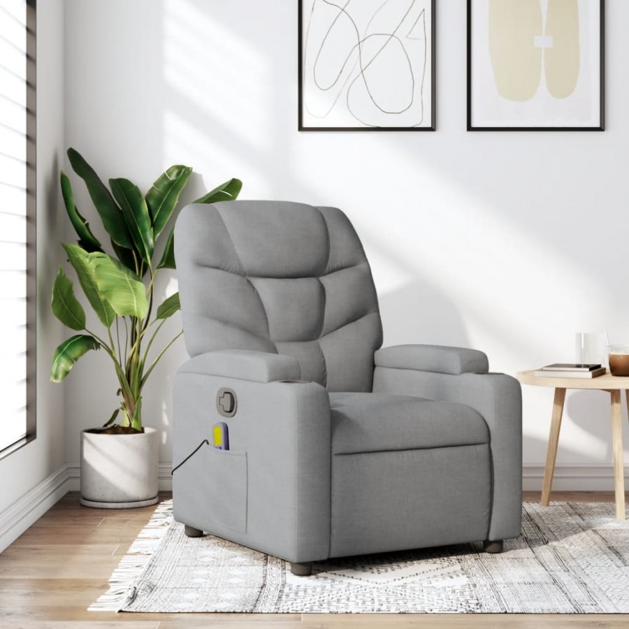 Fauteuil de massage inclinable Gris clair Tissu