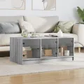 Table basse avec portes en verre sonoma gris 102x50x42 cm