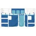 Lit mezzanine enfants et rideaux bleu 90x200cm bois pin massif