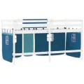 Lit mezzanine enfants et rideaux bleu 90x200cm bois pin massif