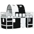 Lit mezzanine enfants et tunnel blanc/noir 90x200 cm pin massif