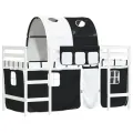 Lit mezzanine enfants et tunnel blanc/noir 90x200 cm pin massif