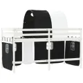 Lit mezzanine enfants et tunnel blanc/noir 90x200 cm pin massif