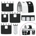 Lit mezzanine enfants et tunnel blanc/noir 90x200 cm pin massif