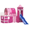 Lit mezzanine enfants avec tour rose 80x200cm bois pin massif