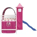 Lit mezzanine enfants avec tour rose 80x200cm bois pin massif
