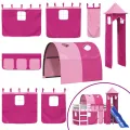 Lit mezzanine enfants avec tour rose 80x200cm bois pin massif