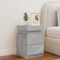 Table de chevet avec lumières LED gris béton 35x39x55 cm