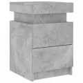 Table de chevet avec lumières LED gris béton 35x39x55 cm