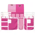 Lit mezzanine enfants et tunnel rose 90x200cm bois pin massif
