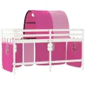 Lit mezzanine enfants et tunnel rose 90x200cm bois pin massif