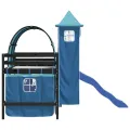 Lit mezzanine enfants avec tour bleu 80x200cm bois pin massif